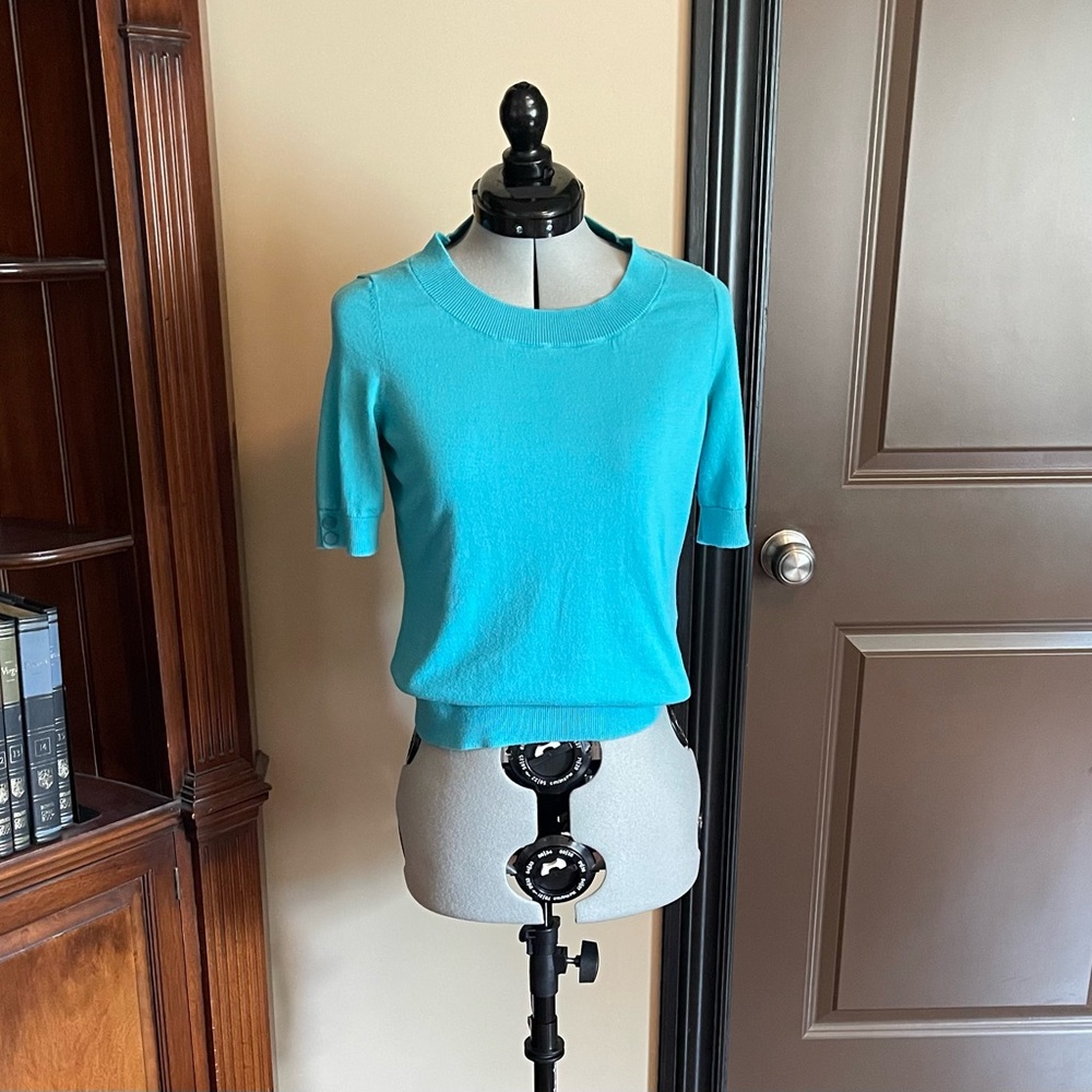 Talbots Blue Fitted Short Sleeve Top